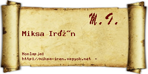 Miksa Irén névjegykártya